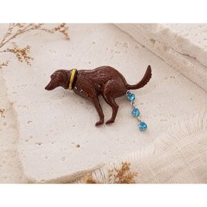 Whimsical Blue Crystal Greyhound Brooch NWOT